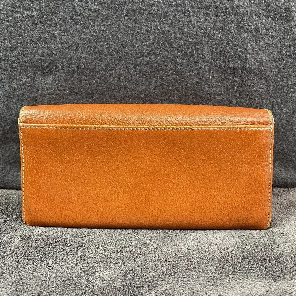 Kate Spade Caramel Brown Long Accordion Leather Flap Wallet Zipped Coin Pocket